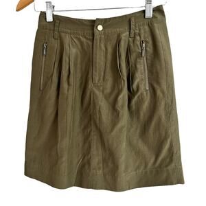 Banana Republic Utility Skirt Olive Green Silk Blend Womens Size 00P